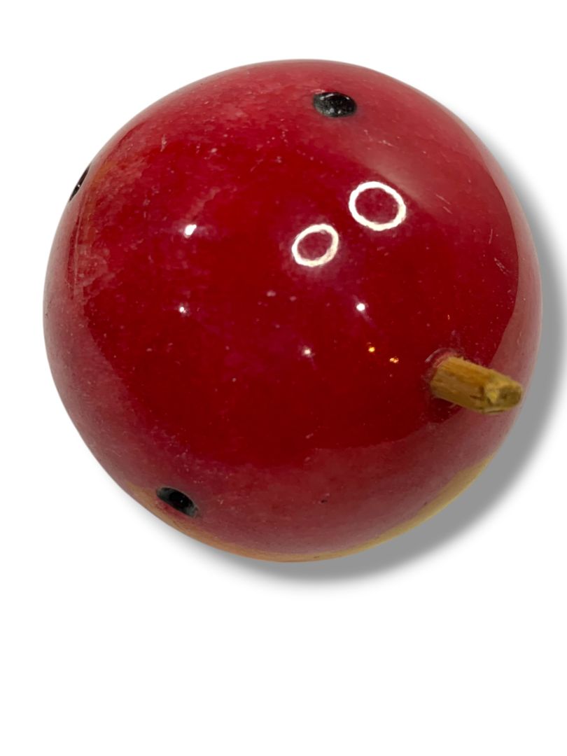 Prickly Pear  Paperweight Marble Alabaster 2.5” Wood Stem Light Red Vintage