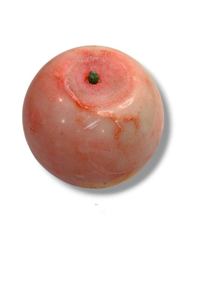 Pink Apple Paperweight Marble Alabaster 2.5” Wood Stem Teacher Gift Decor