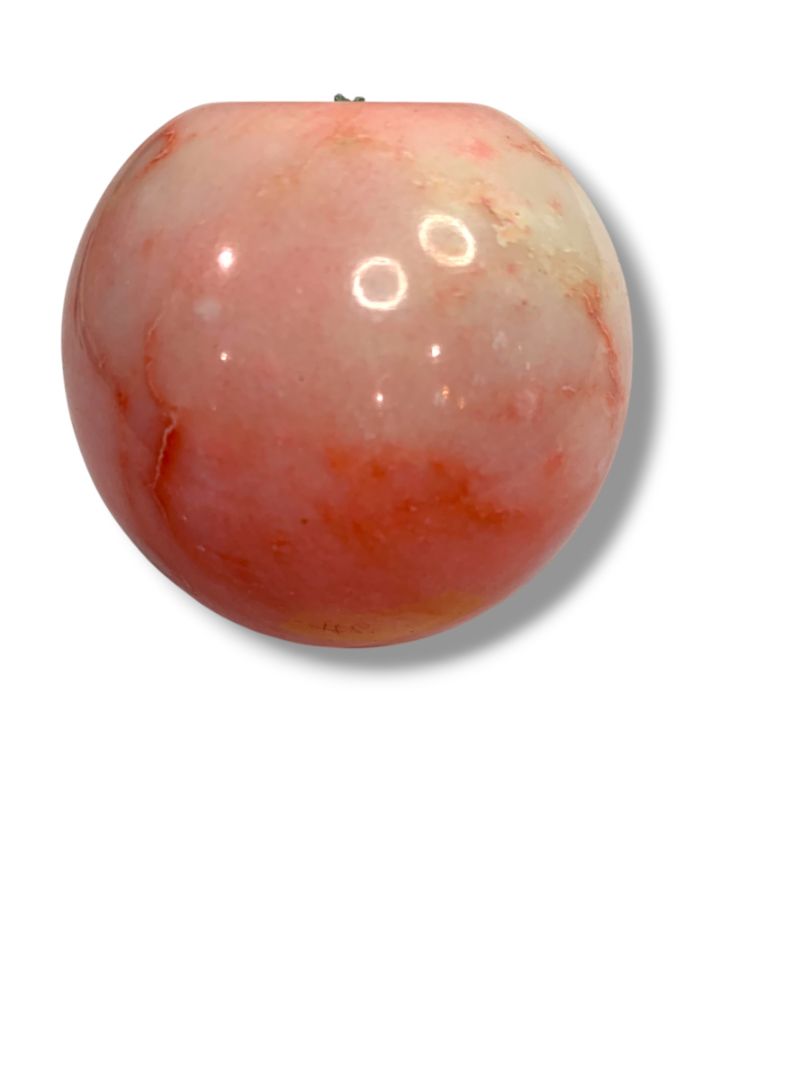Pink Apple Paperweight Marble Alabaster 2.5” Wood Stem Teacher Gift Decor