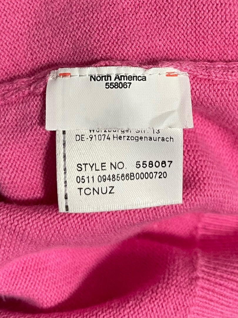 Medium Puma Womens Pink V-Neck Sweater Blue Purple Trim