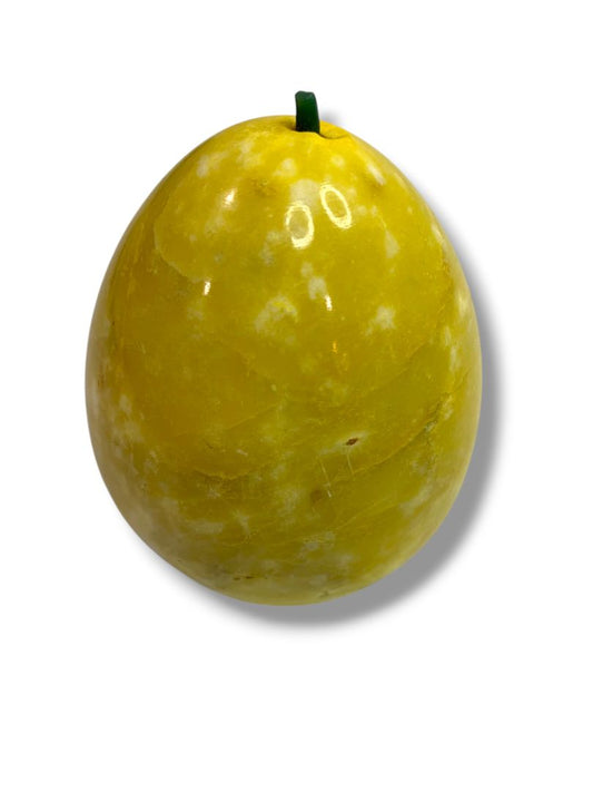 Yellow Marble Decorative Pear Fruit Alabaster 3.2" x 2.5" Vintage