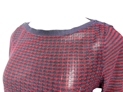 Small Ann Taylor Loft Womens Sheer Pullover Sweater Navy Burgundy