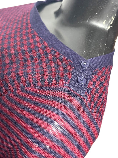Small Ann Taylor Loft Womens Sheer Pullover Sweater Navy Burgundy