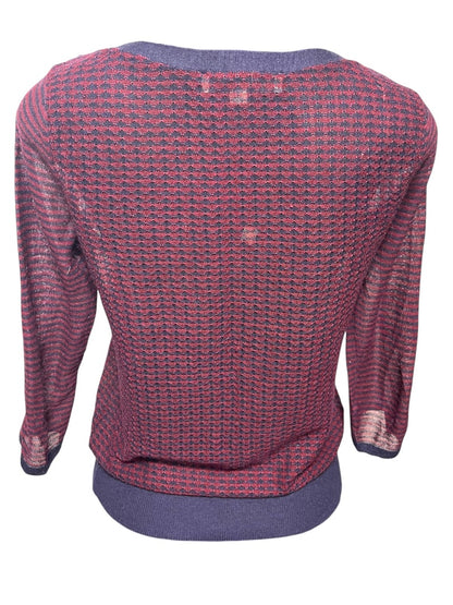 Small Ann Taylor Loft Womens Sheer Pullover Sweater Navy Burgundy