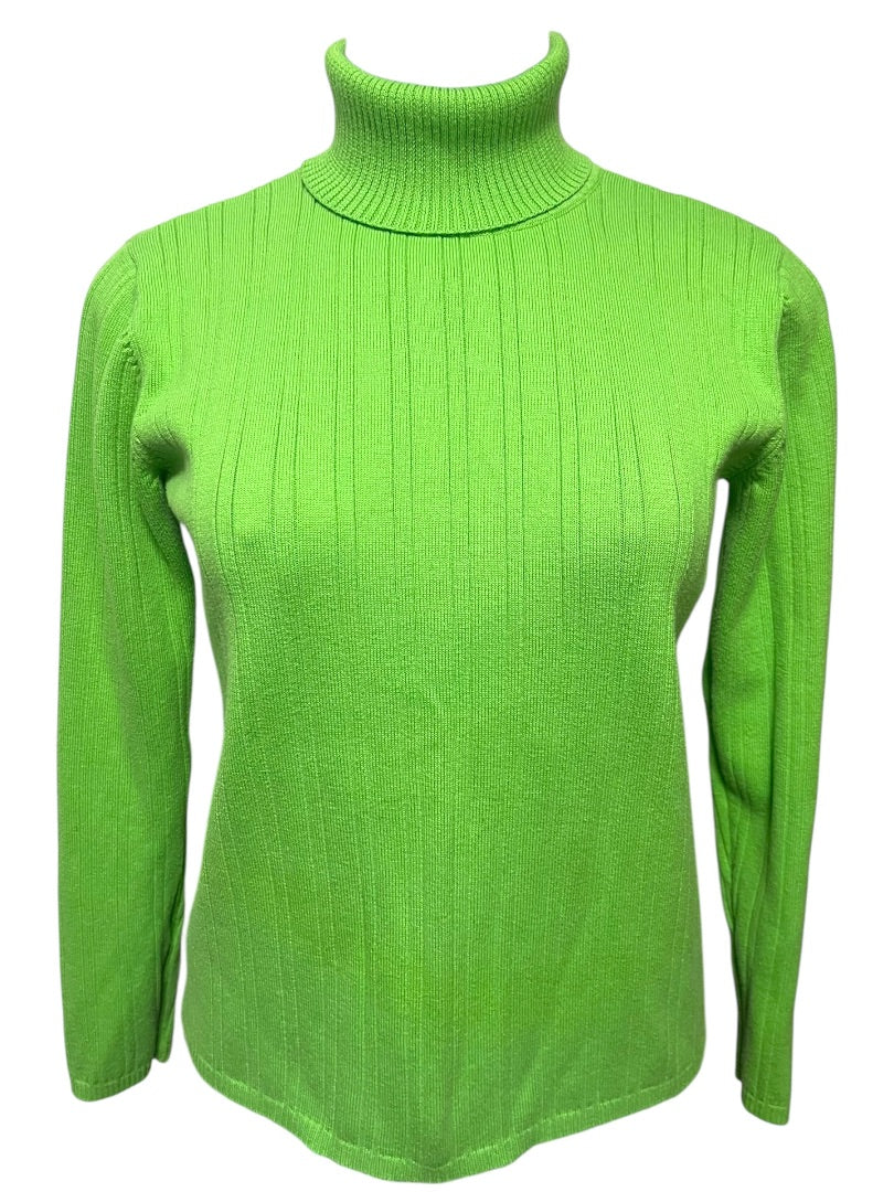 Small Talbots Womens Spring Green Sweater Turtleneck Ribbed