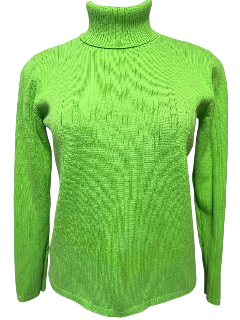 Small Talbots Womens Spring Green Sweater Turtleneck Ribbed