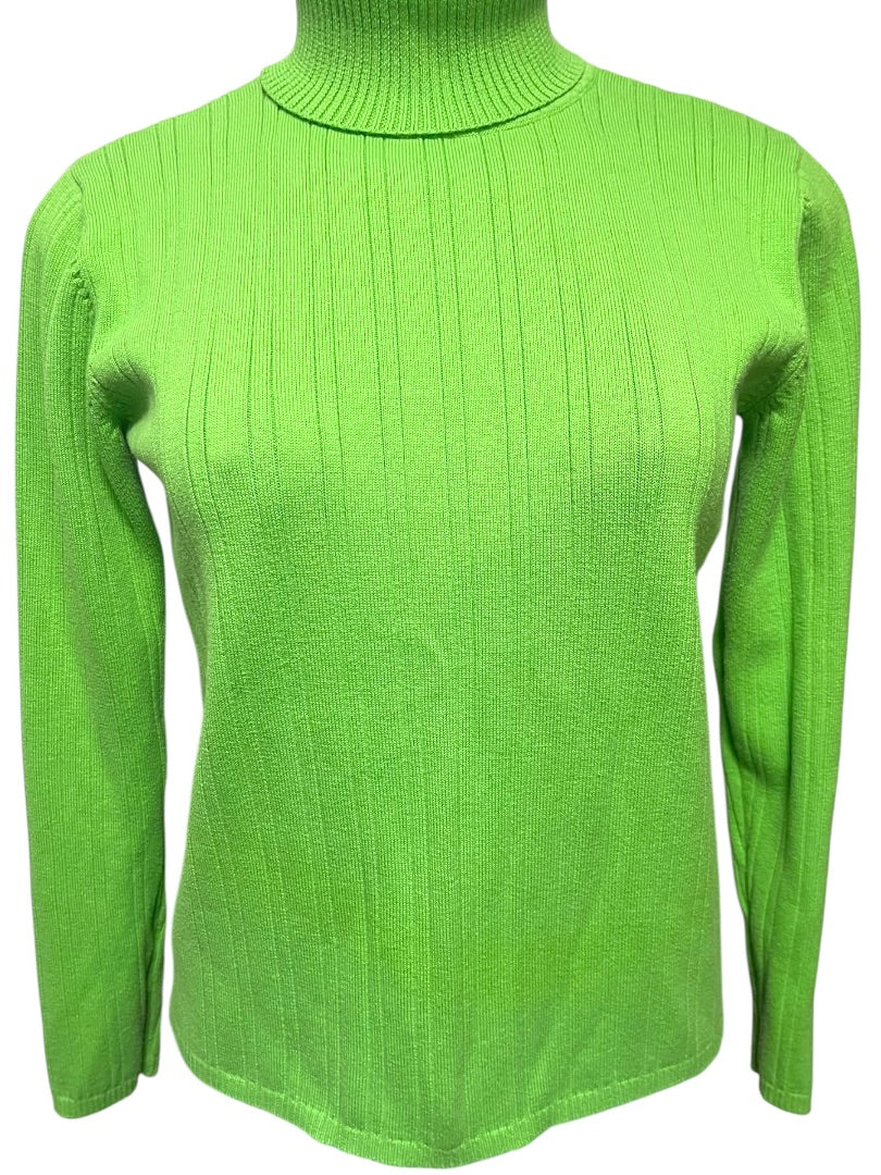 Small Talbots Womens Spring Green Sweater Turtleneck Ribbed