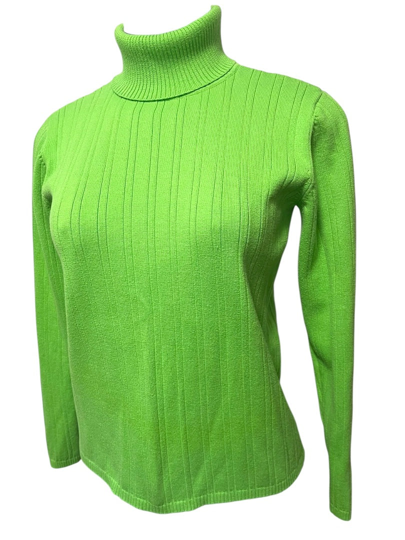 Small Talbots Womens Spring Green Sweater Turtleneck Ribbed