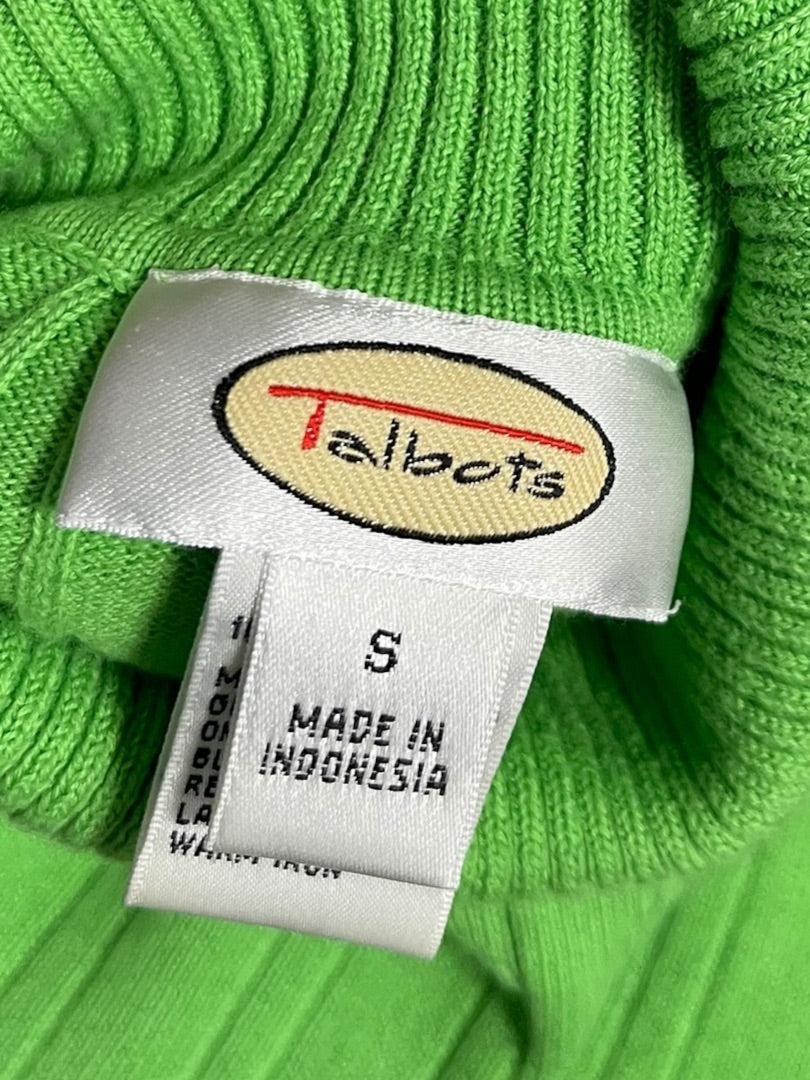 Small Talbots Womens Spring Green Sweater Turtleneck Ribbed