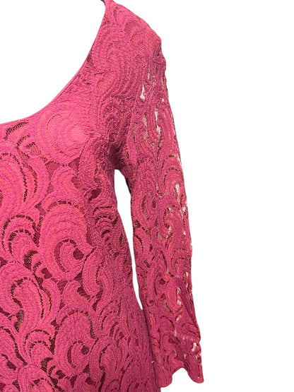 Size XS dee elle Magenta Lace Covered Dress Stretch Scoop Neck