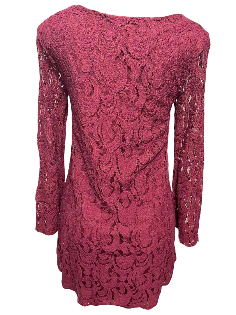 Size XS dee elle Magenta Lace Covered Dress Stretch Scoop Neck