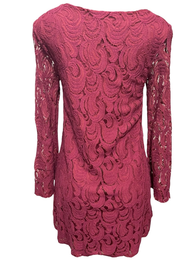 Size XS dee elle Magenta Lace Covered Dress Stretch Scoop Neck