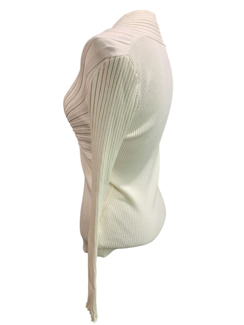Large Hem & Thread Womens Cream Rib Knit Sweater Soft