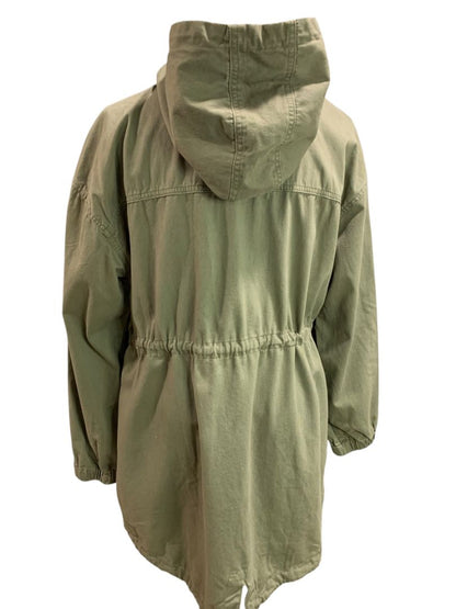 Large Arizona Jeans Co Womens Green Utility Cargo Jacket Hooded