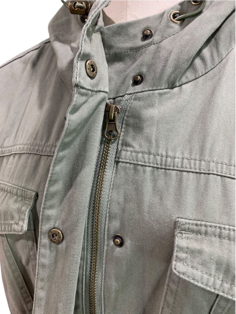 Large Arizona Jeans Co Womens Green Utility Cargo Jacket Hooded