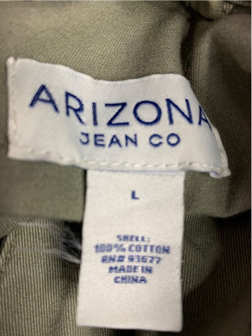 Large Arizona Jeans Co Womens Green Utility Cargo Jacket Hooded
