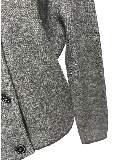 Medium Lord & Taylor Gray Sweater Wool Jacket Fleece Black Collar
