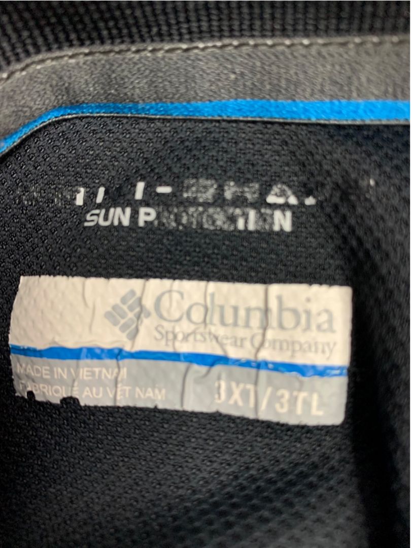 Size 3XL Columbia Mens Black Polo Shirt Omni-Shade Sun Protection