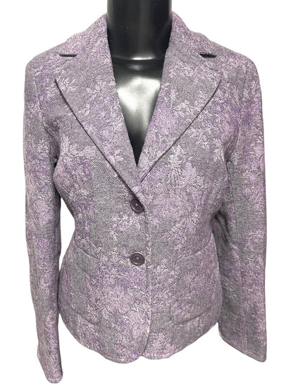 Size 2P Ann Taylor Petites Womens Purple Tapestry Blazer Jacket