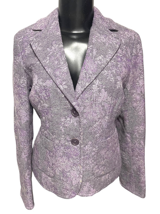 Size 2P Ann Taylor Petites Womens Purple Tapestry Blazer Jacket