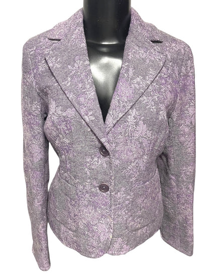 Size 2P Ann Taylor Petites Womens Purple Tapestry Blazer Jacket