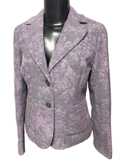 Size 2P Ann Taylor Petites Womens Purple Tapestry Blazer Jacket