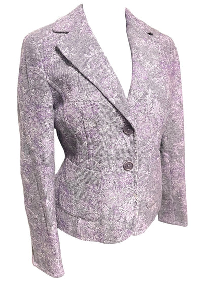 Size 2P Ann Taylor Petites Womens Purple Tapestry Blazer Jacket