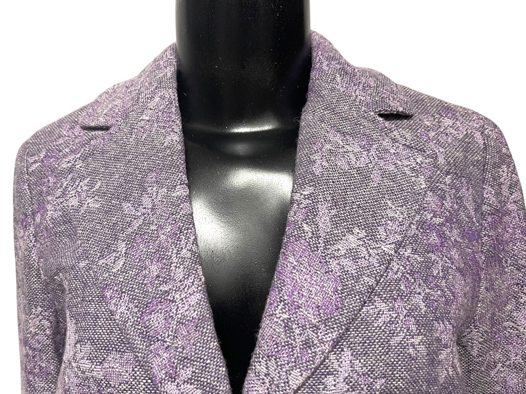 Size 2P Ann Taylor Petites Womens Purple Tapestry Blazer Jacket