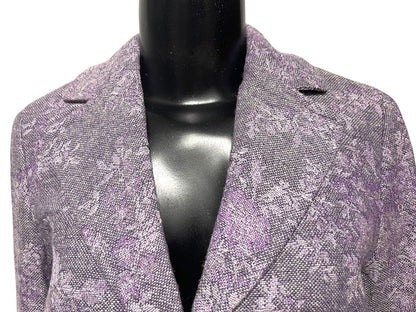 Size 2P Ann Taylor Petites Womens Purple Tapestry Blazer Jacket