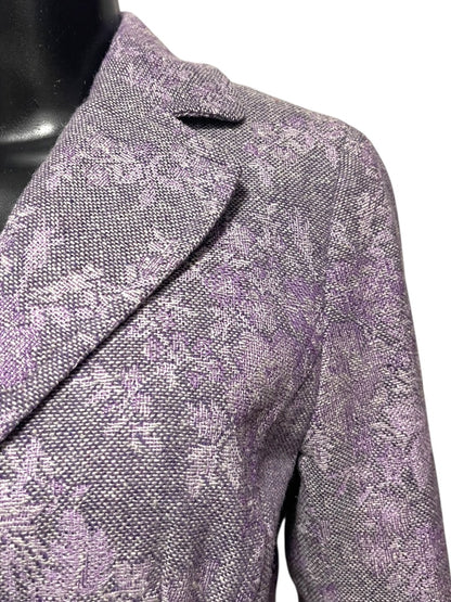 Size 2P Ann Taylor Petites Womens Purple Tapestry Blazer Jacket