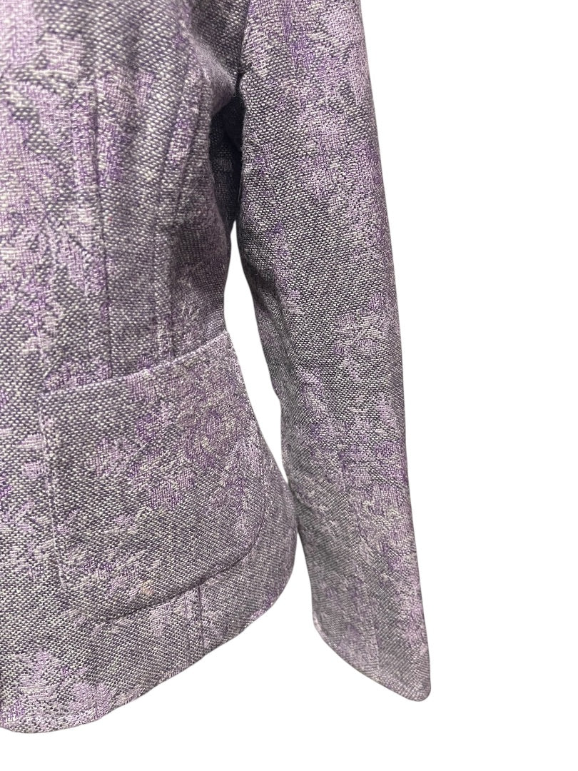 Size 2P Ann Taylor Petites Womens Purple Tapestry Blazer Jacket