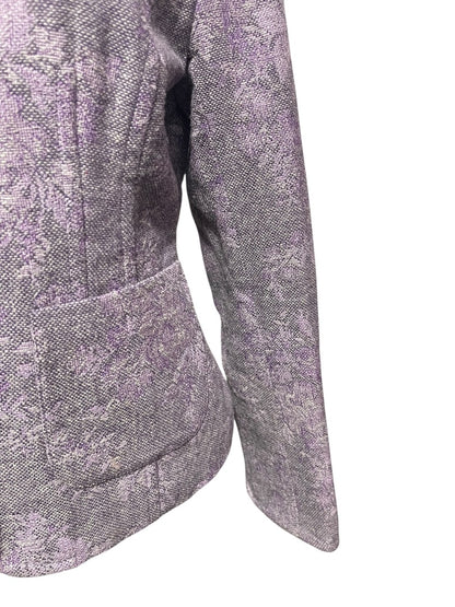 Size 2P Ann Taylor Petites Womens Purple Tapestry Blazer Jacket
