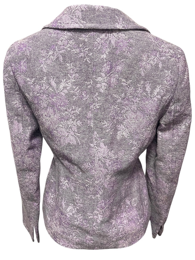Size 2P Ann Taylor Petites Womens Purple Tapestry Blazer Jacket