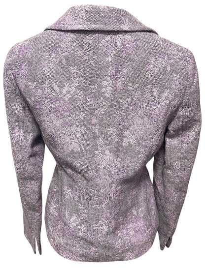 Size 2P Ann Taylor Petites Womens Purple Tapestry Blazer Jacket