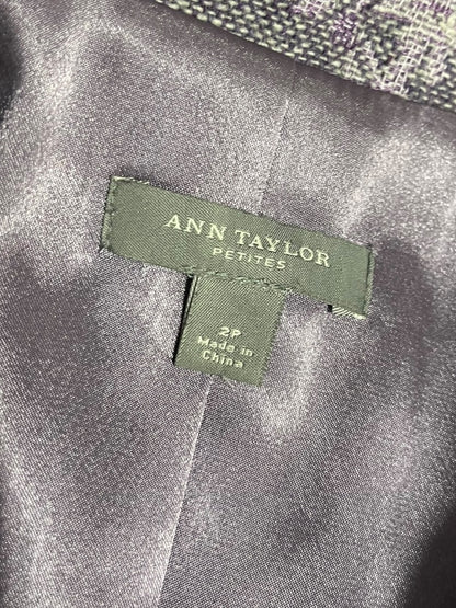 Size 2P Ann Taylor Petites Womens Purple Tapestry Blazer Jacket