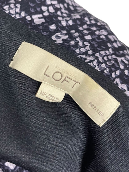 Medium Petite Loft Navy Lavender Pullover Dress Drape Neckline Stretch