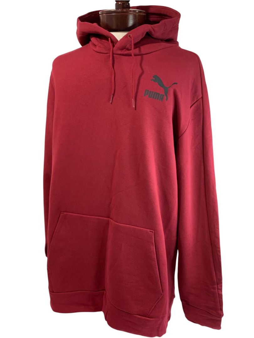 Large Puma New Mens Oversized Heavy Hoodie Sweatshirt Tibetan Red