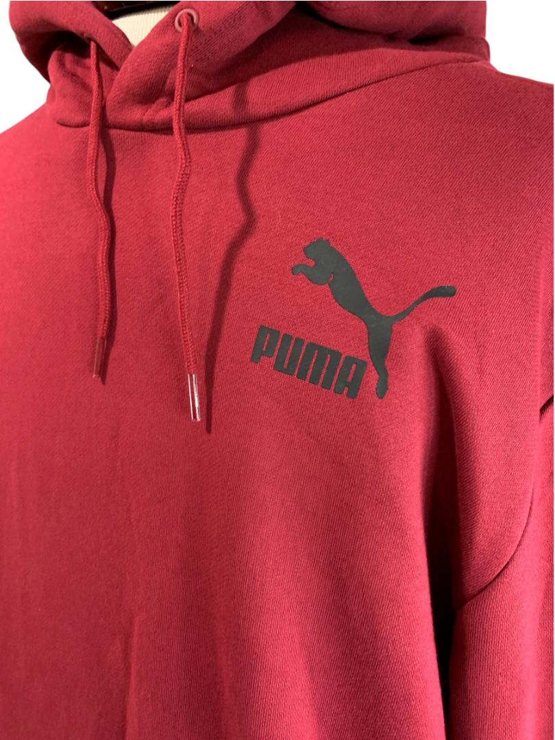 Large Puma New Mens Oversized Heavy Hoodie Sweatshirt Tibetan Red