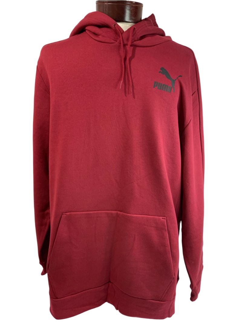 Large Puma New Mens Oversized Heavy Hoodie Sweatshirt Tibetan Red