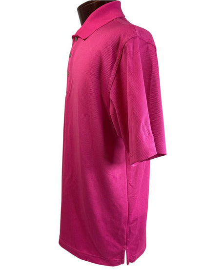 Large PGA Tour Mens Hot Pink Short Sleeve Golf Polo Shirt Performance Fabric