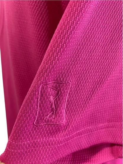 Large PGA Tour Mens Hot Pink Short Sleeve Golf Polo Shirt Performance Fabric