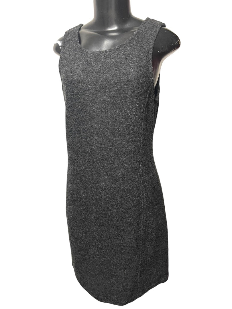 Size 6P Talbots Petites Gray Wool Sheath Dress Sleeveless Vintage
