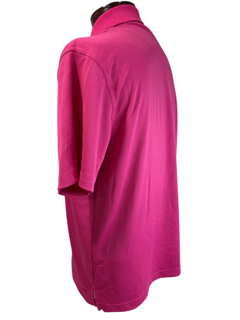 Large PGA Tour Mens Hot Pink Short Sleeve Golf Polo Shirt Performance Fabric
