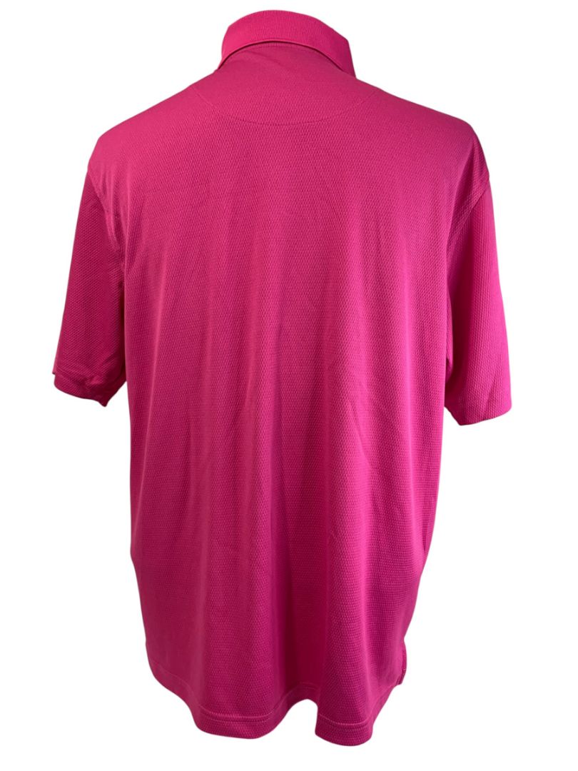 Large PGA Tour Mens Hot Pink Short Sleeve Golf Polo Shirt Performance Fabric