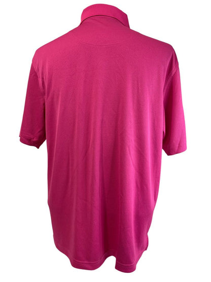 Large PGA Tour Mens Hot Pink Short Sleeve Golf Polo Shirt Performance Fabric