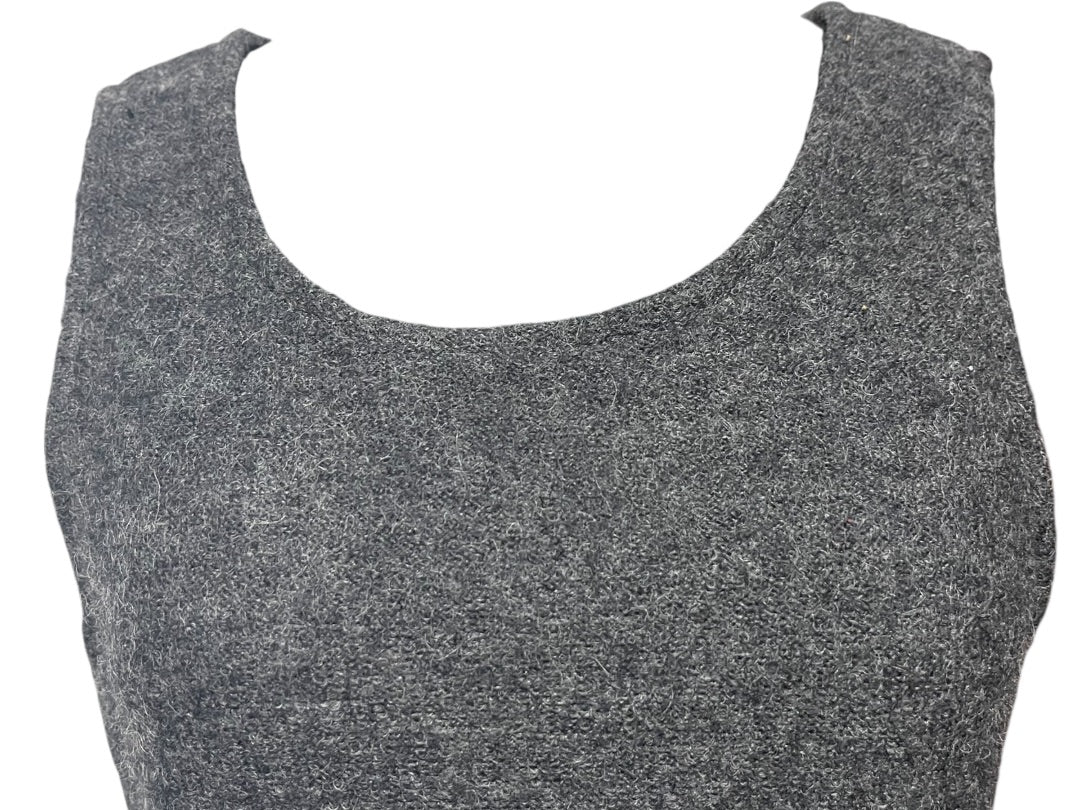 Size 6P Talbots Petites Gray Wool Sheath Dress Sleeveless Vintage