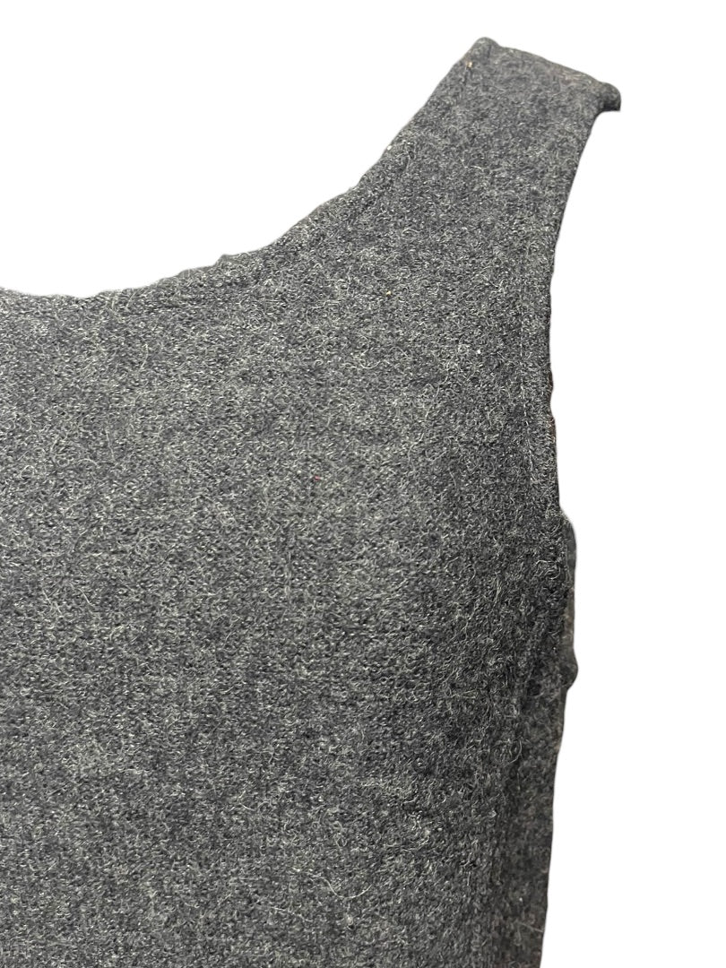Size 6P Talbots Petites Gray Wool Sheath Dress Sleeveless Vintage