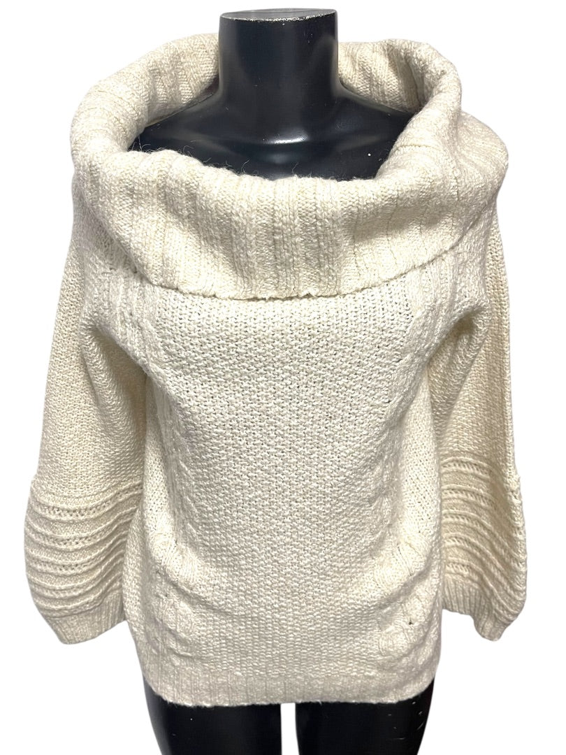 Medium Sleeping on Snow Anthropologie Ivory Soft Sweater Wide Cowl Neck