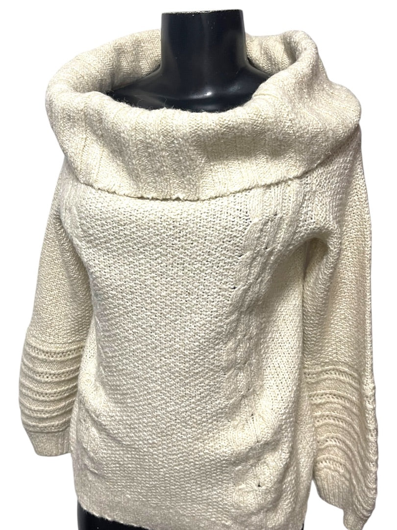 Medium Sleeping on Snow Anthropologie Ivory Soft Sweater Wide Cowl Neck