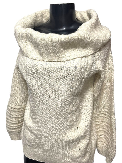 Medium Sleeping on Snow Anthropologie Ivory Soft Sweater Wide Cowl Neck